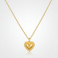 Necklace Gold Heart Hammered Pendant Chain Jewelry