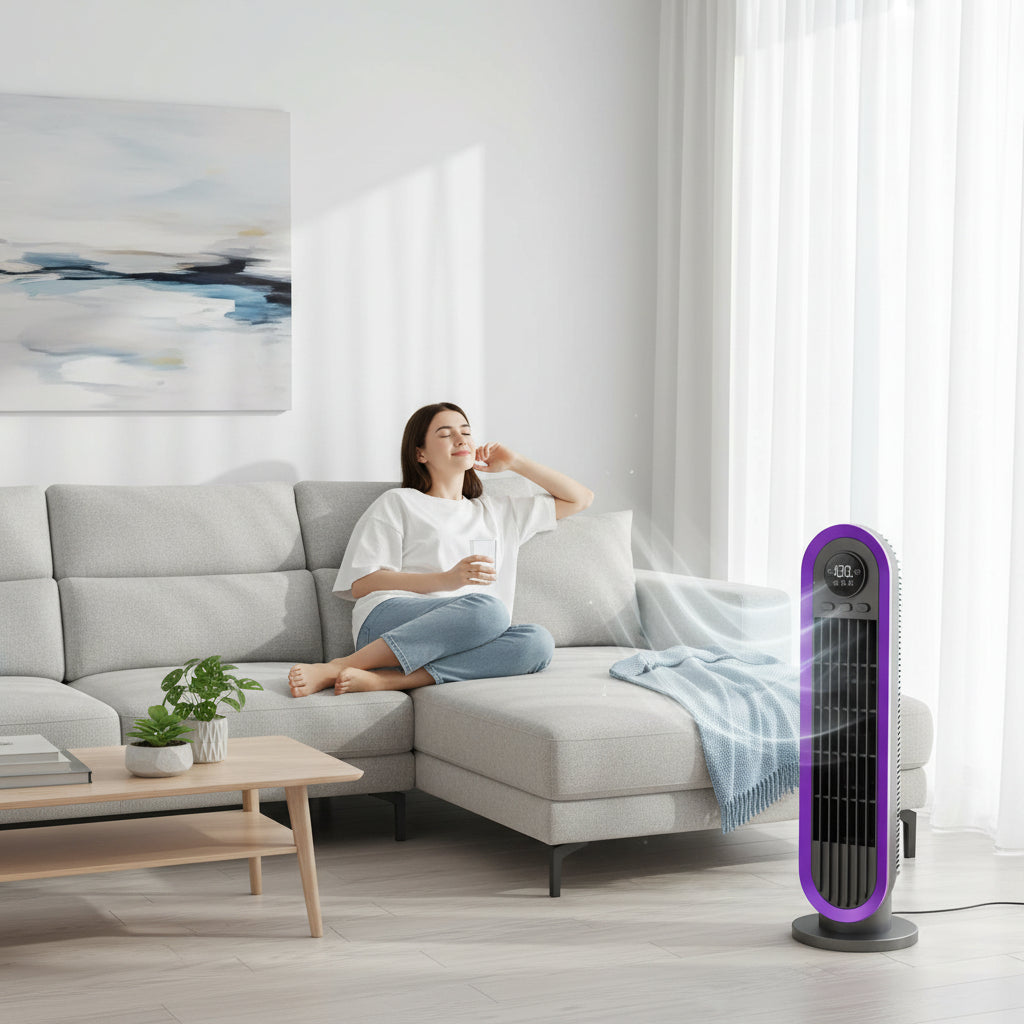 Portable Tower Oscillating Fan Quiet Bladeless Adjustable