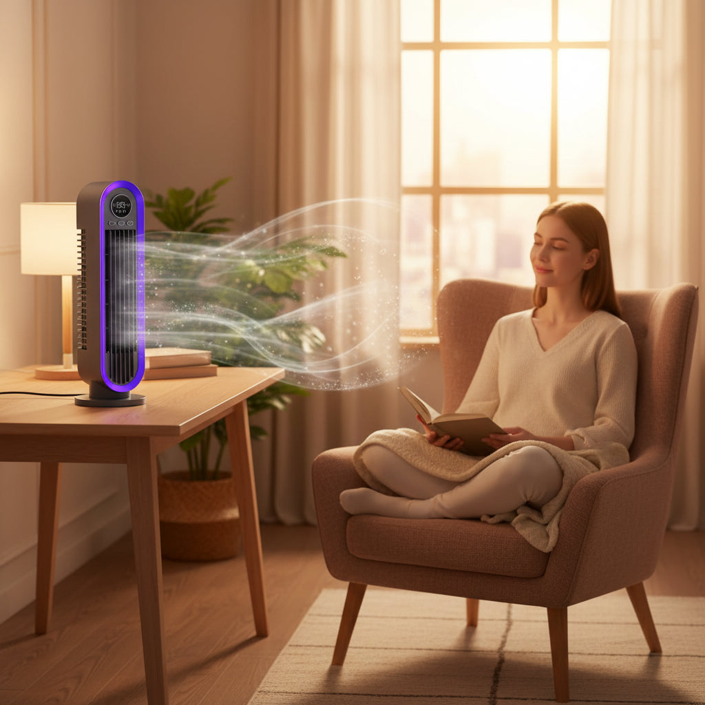 Portable Tower Oscillating Fan Quiet Bladeless Adjustable