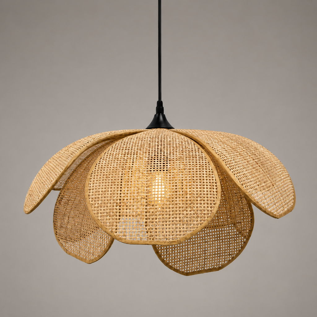 Rattan Petal Pendant Light