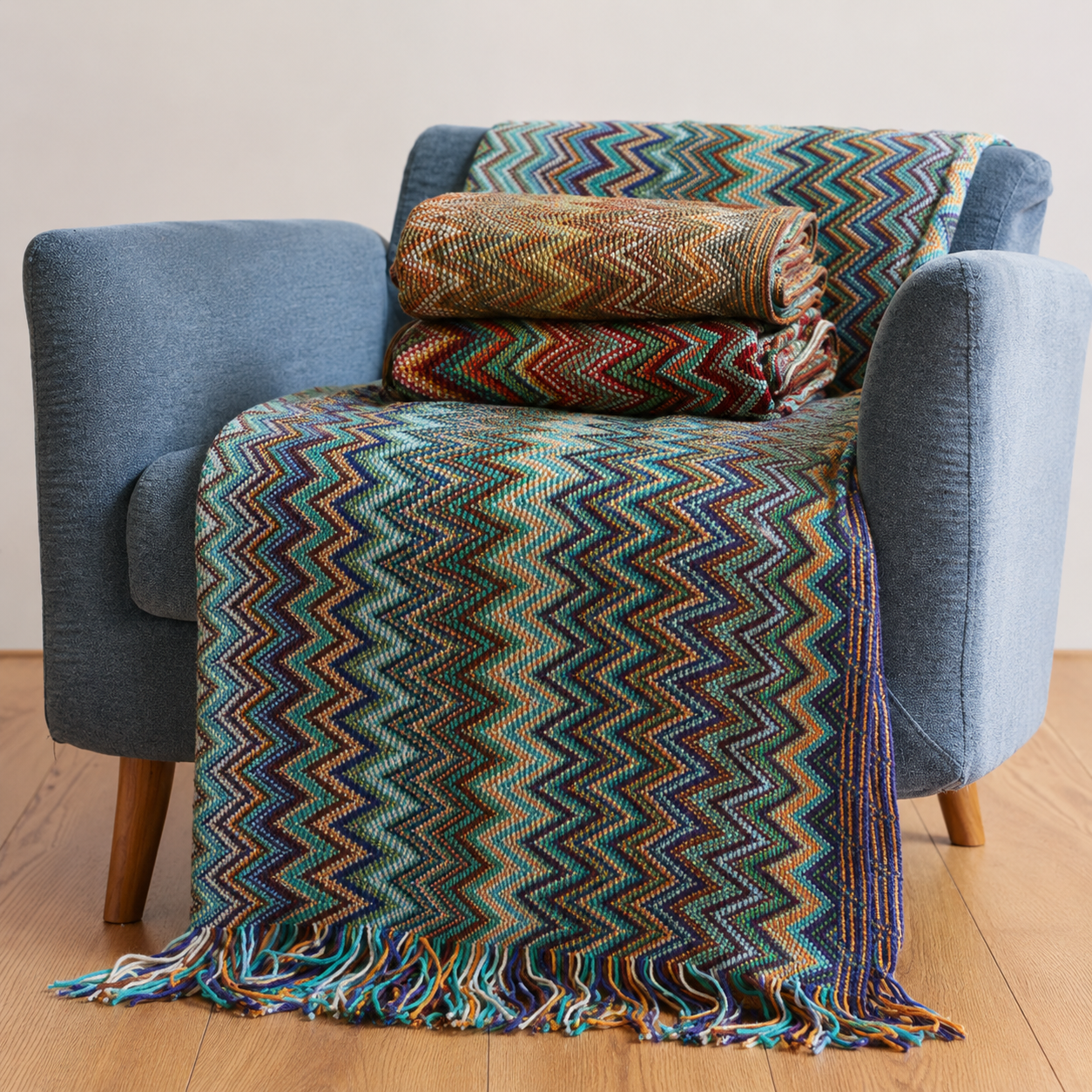 Boho Chevron Woven Throw Blanket