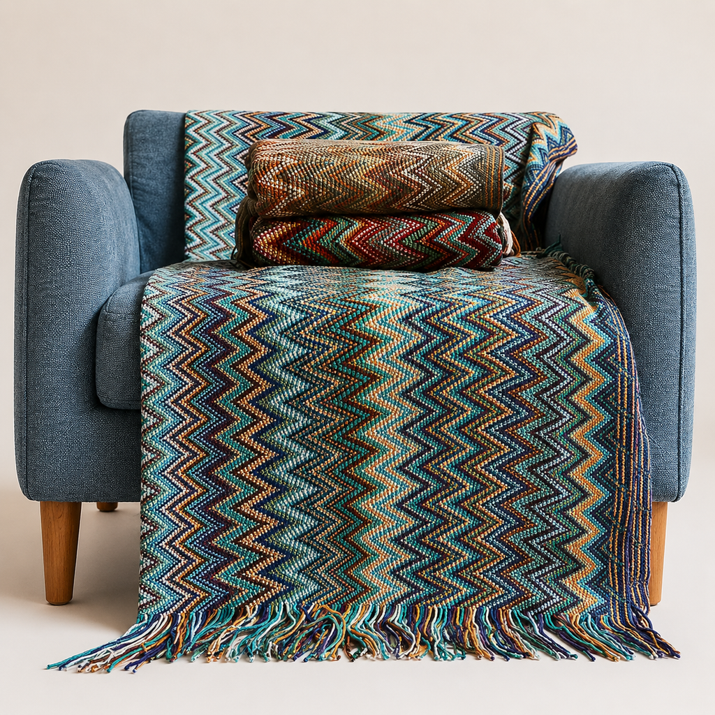 Boho Chevron Woven Throw Blanket