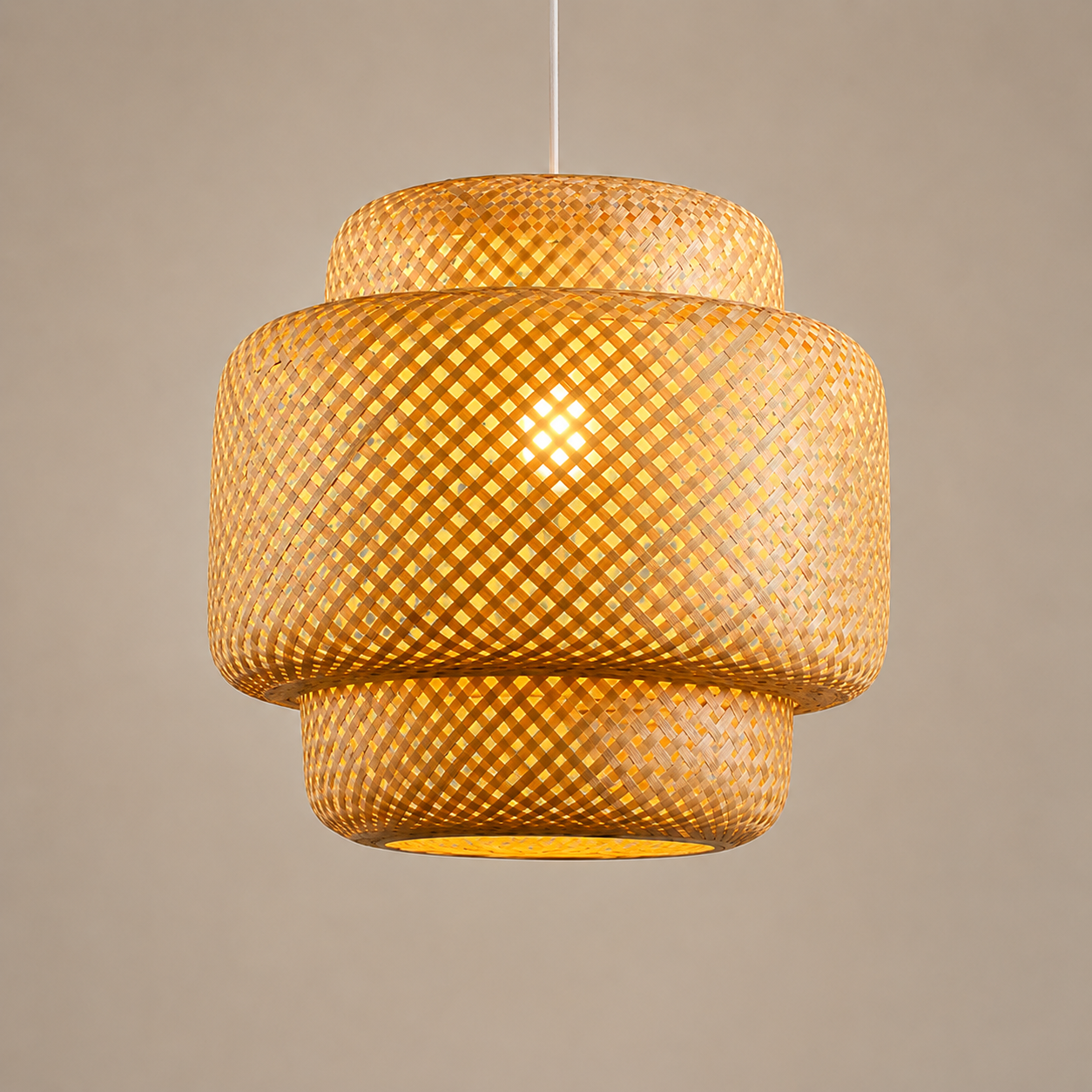 Layered Rattan Pendant Light