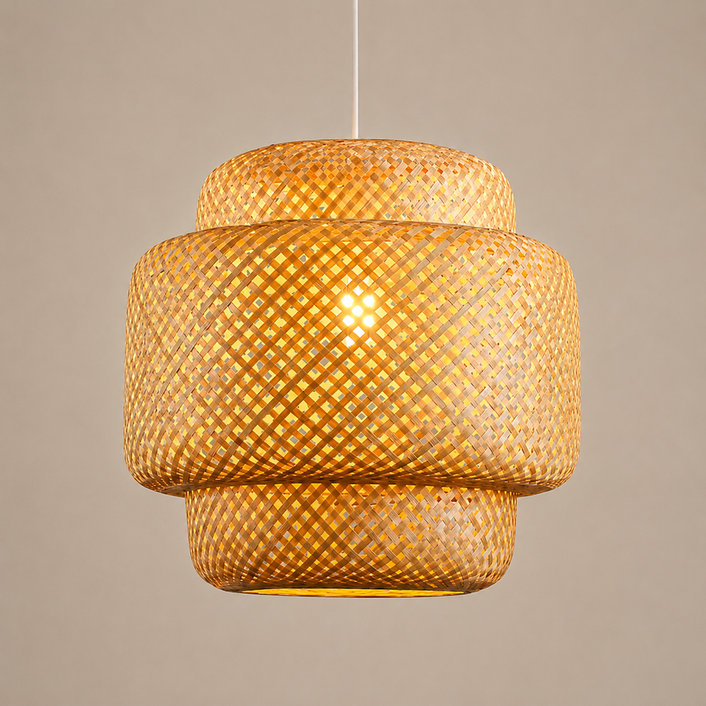 Layered Rattan Pendant Light