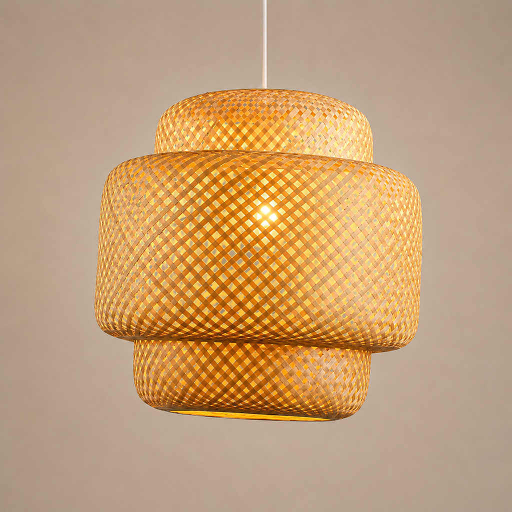 Layered Rattan Pendant Light