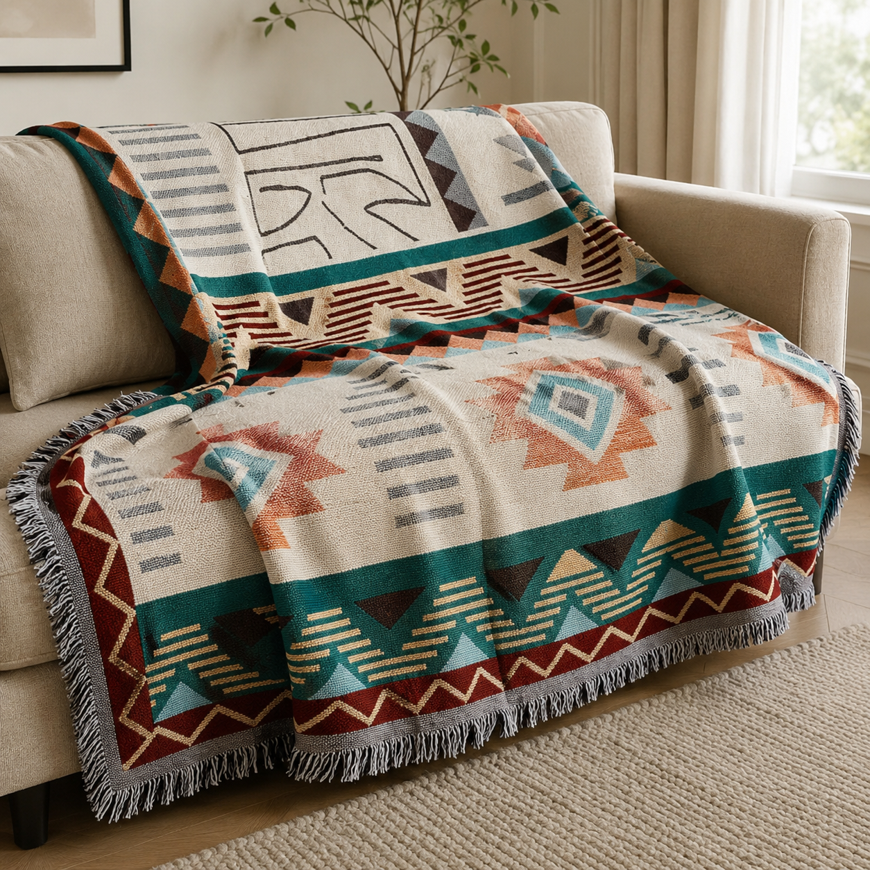 Southwest Geometric Woven Throw