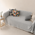 Gray Geometric Woven Sofa Cover