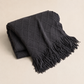 Charcoal Diamond Knit Throw Blanket