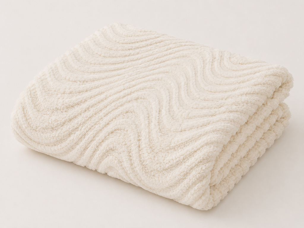 Ivory Wave Textured Sofa Throw
