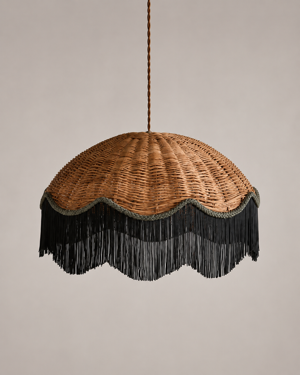 Rattan Fringe Pendant Light