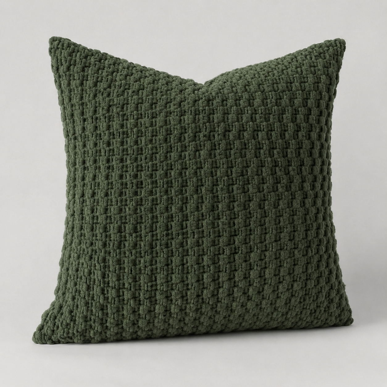 Olive Green Chunky Knit Pillow
