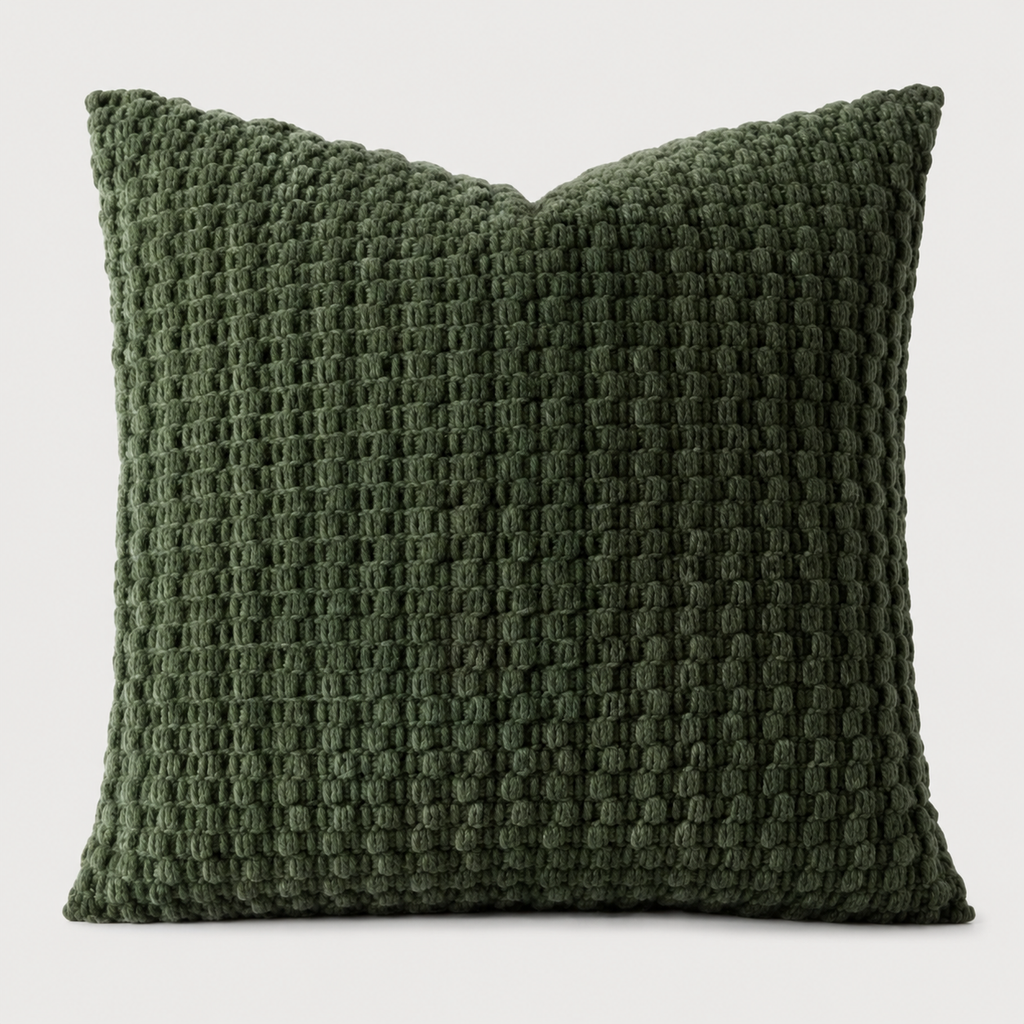 Olive Green Chunky Knit Pillow