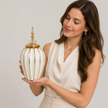 White Gold Decorative Ceramic Jar - Front