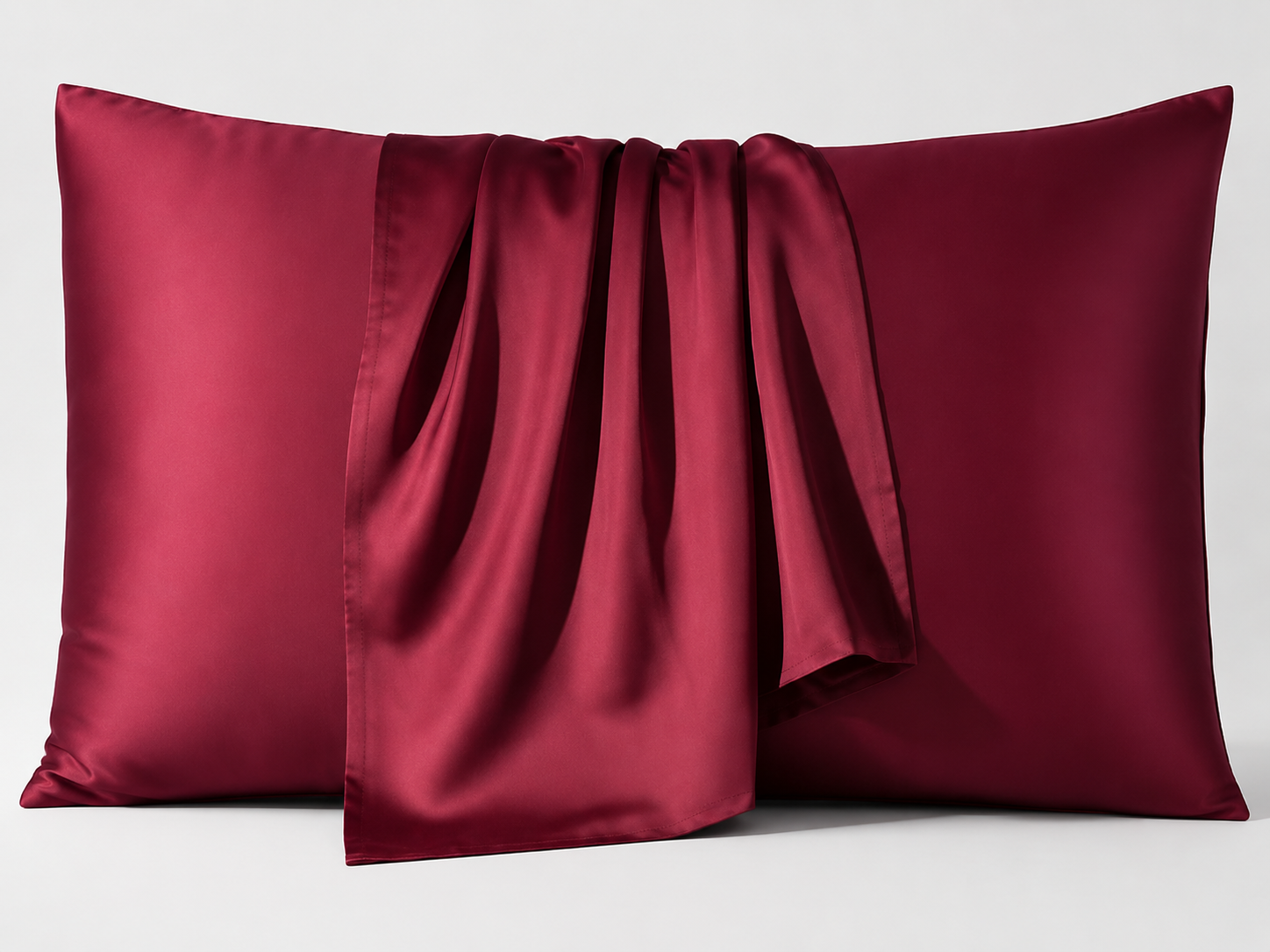 Burgundy Satin Pillowcase Set