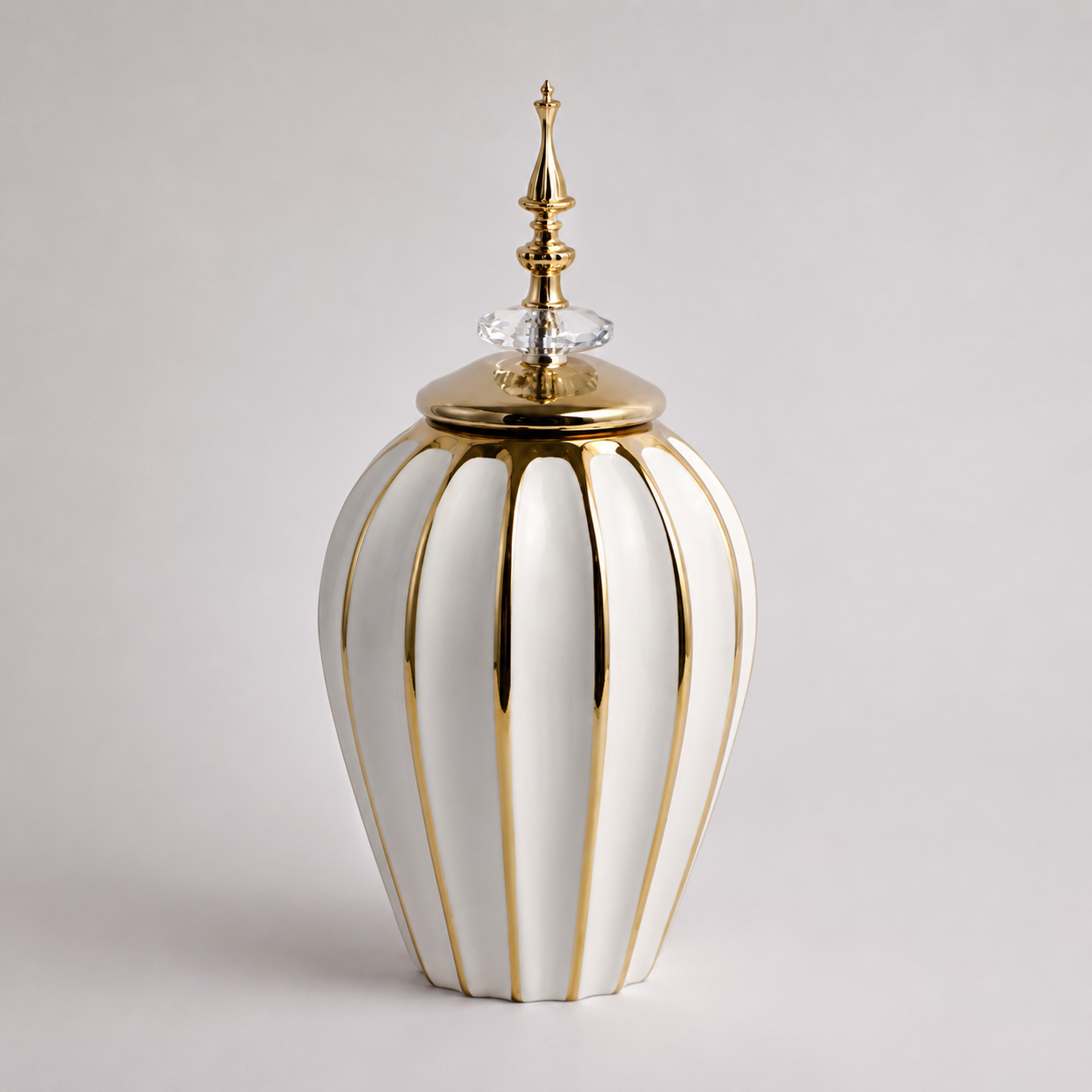 White Gold Decorative Ceramic Jar - Side