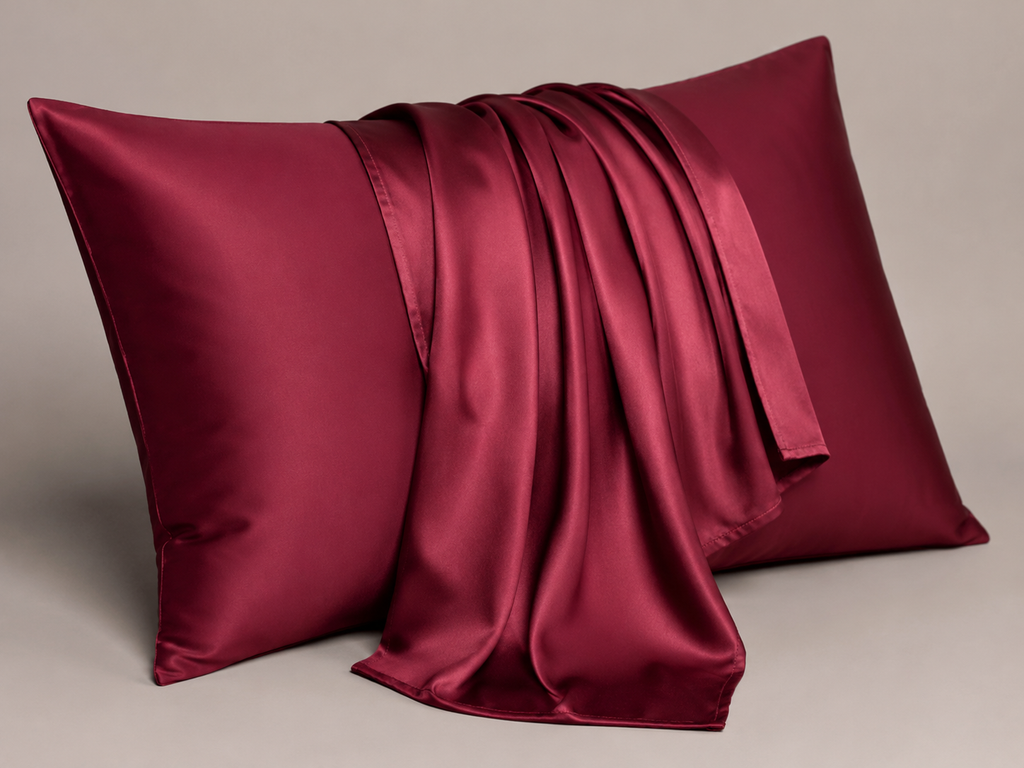 Burgundy Satin Pillowcase Set
