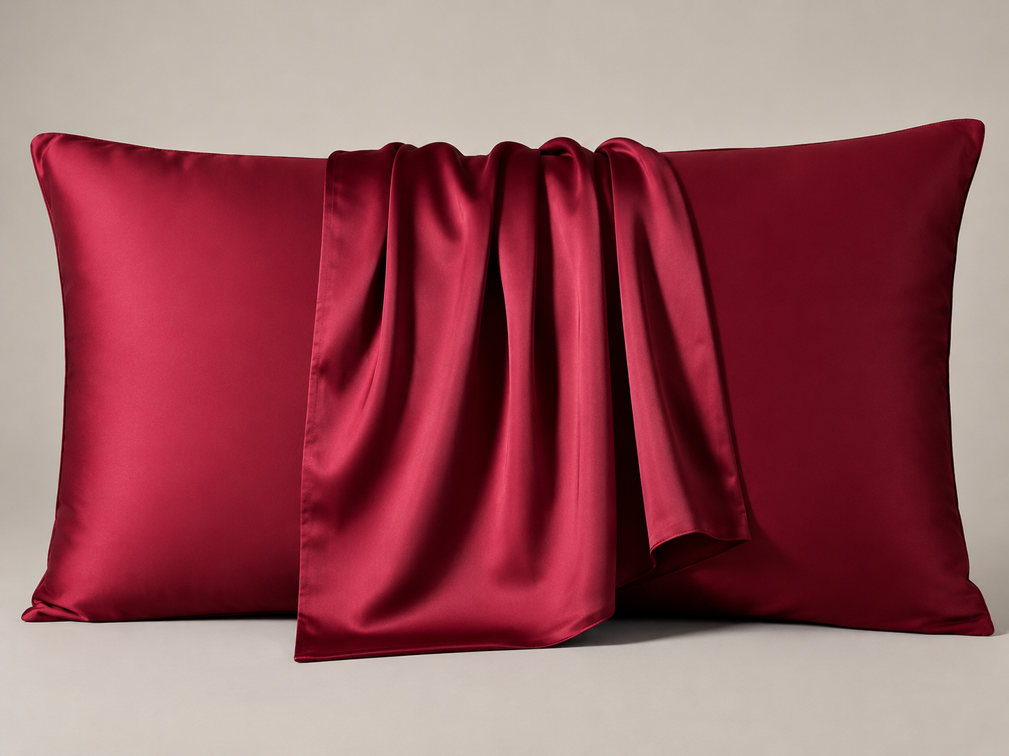 Burgundy Satin Pillowcase Set