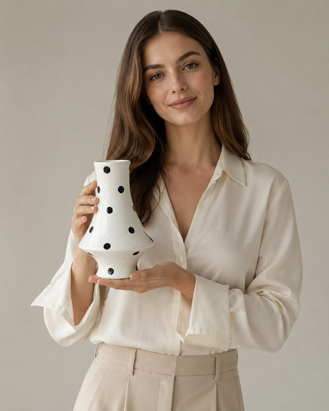 Polka Dot Sculptural Ceramic Vase - Side
