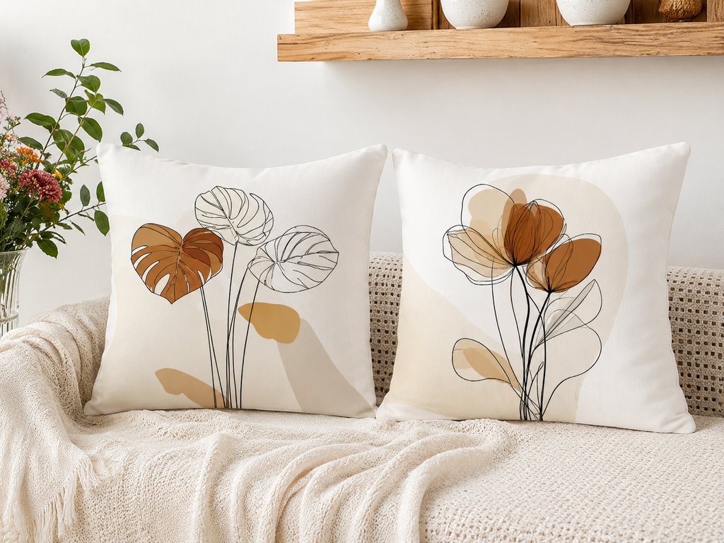 Abstract Botanical Pillow Covers