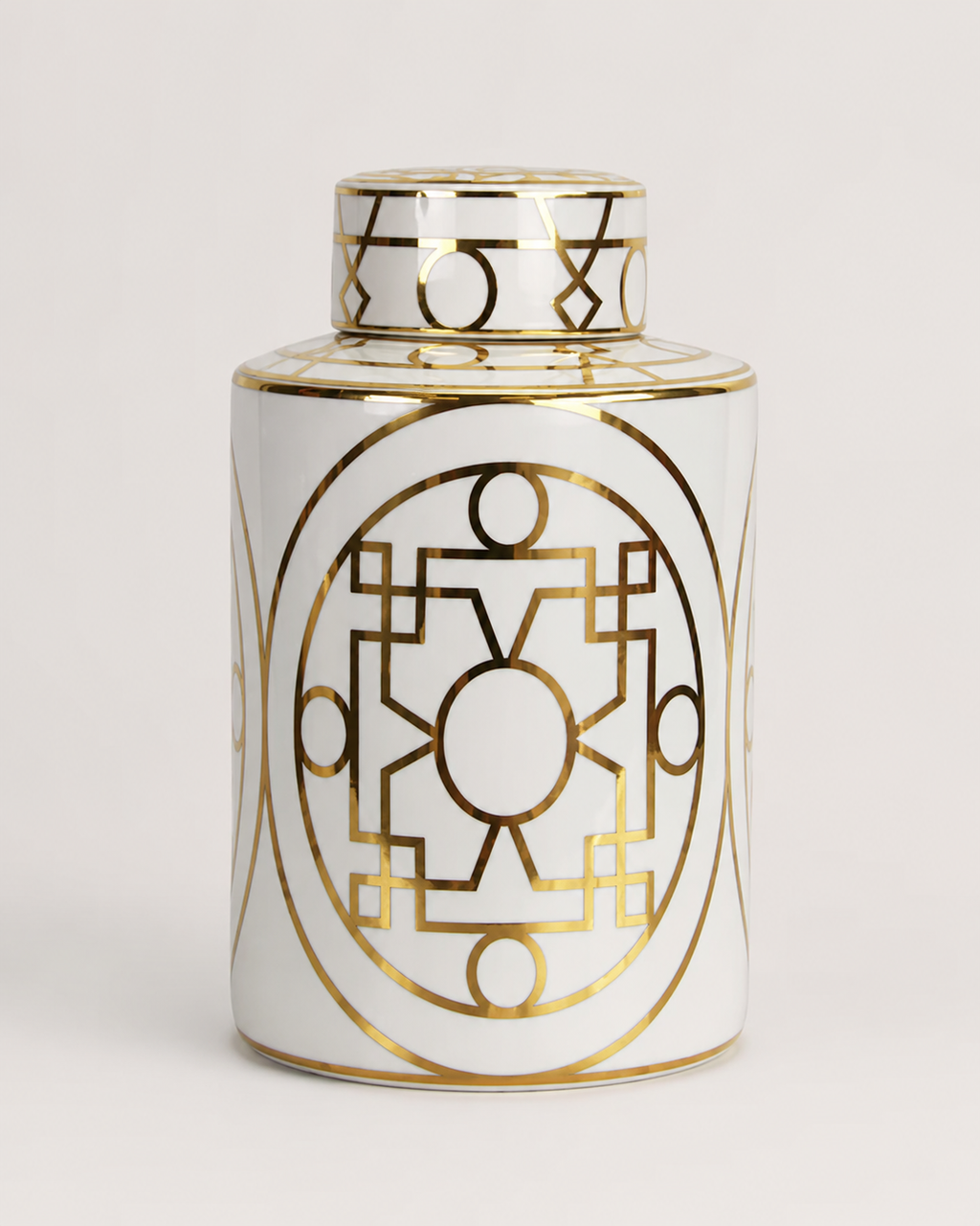 Gilded Porcelain Decorative Jar - Front
