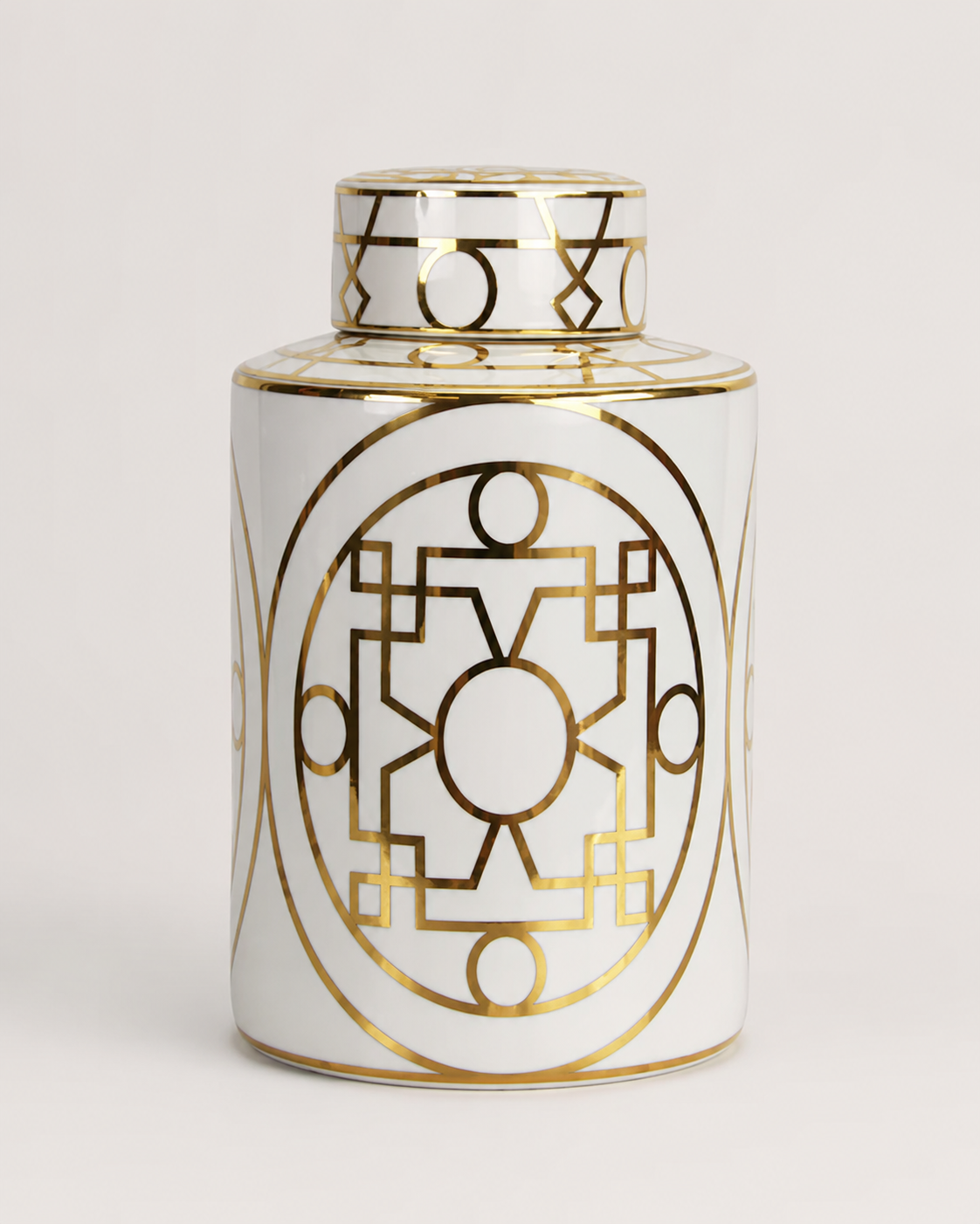 Gilded Porcelain Decorative Jar - Front