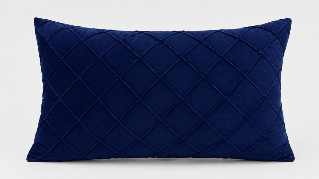 Navy Quilted Velvet Pillow