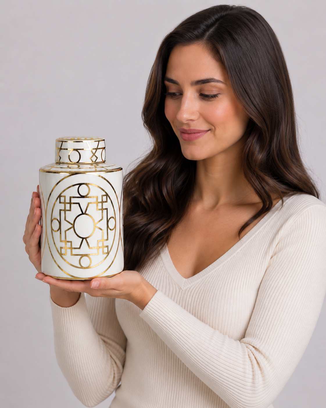 Gilded Porcelain Decorative Jar - Side