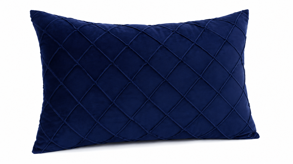 Navy Quilted Velvet Pillow