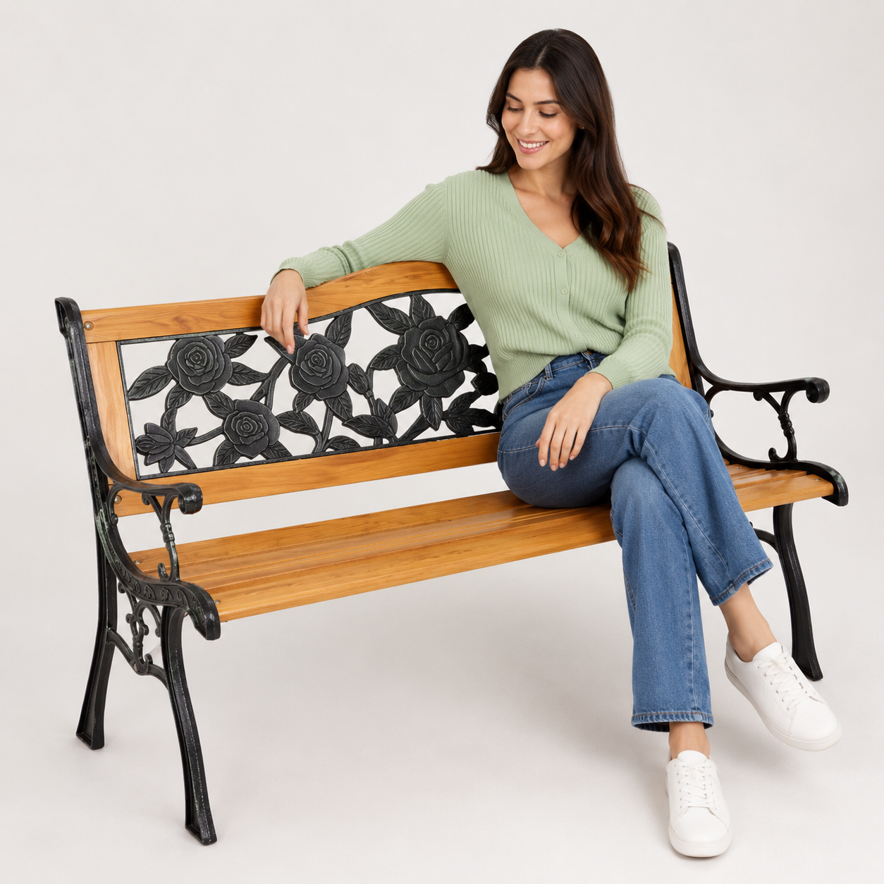 Ornate Rose Garden Bench - Front