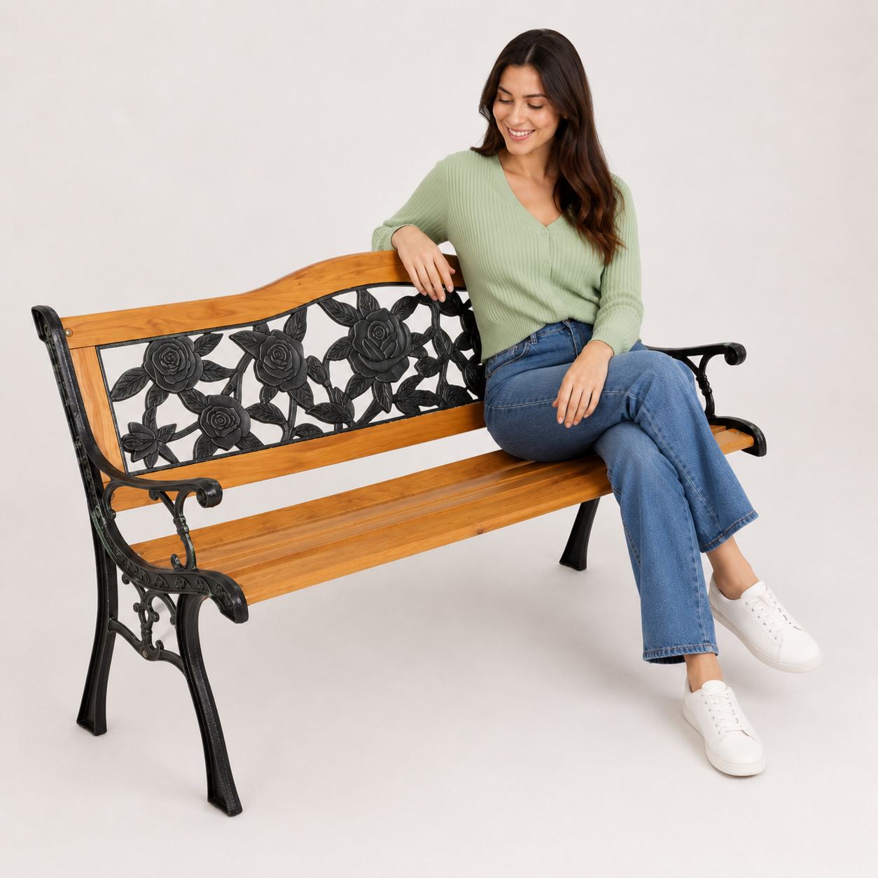 Ornate Rose Garden Bench - Side