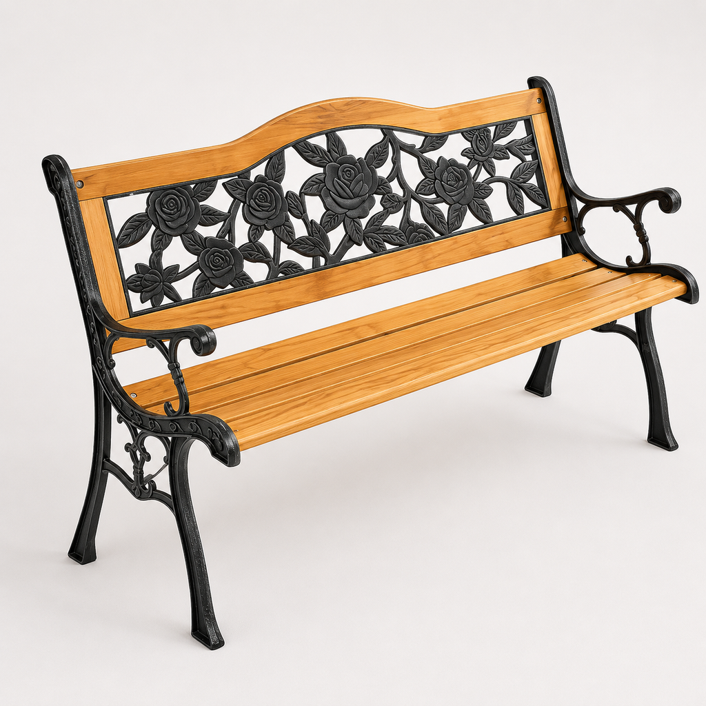 Ornate Rose Garden Bench - Detail