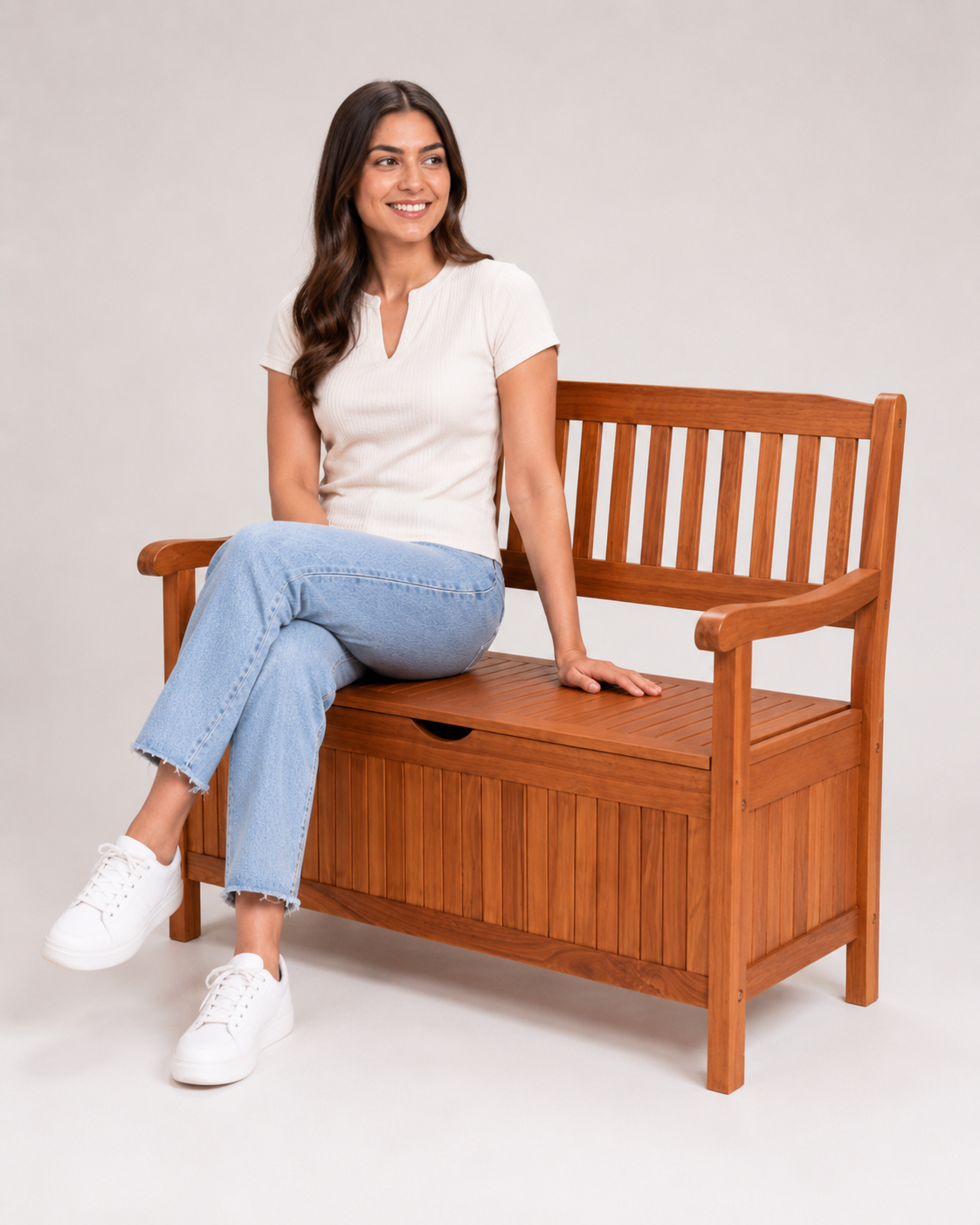 Wooden Outdoor Storage Bench - Front