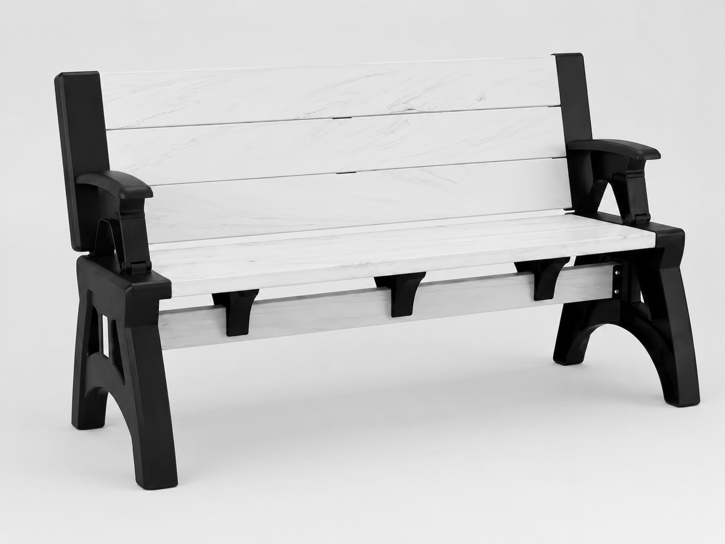 Marble-Look Outdoor Garden Bench - Side