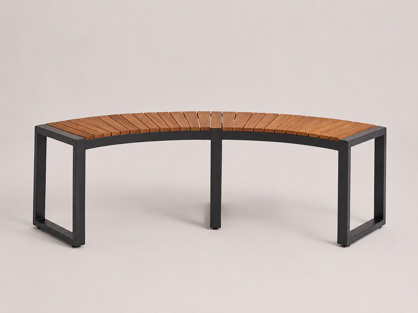 Curved Wood Slat Patio Bench - Detail