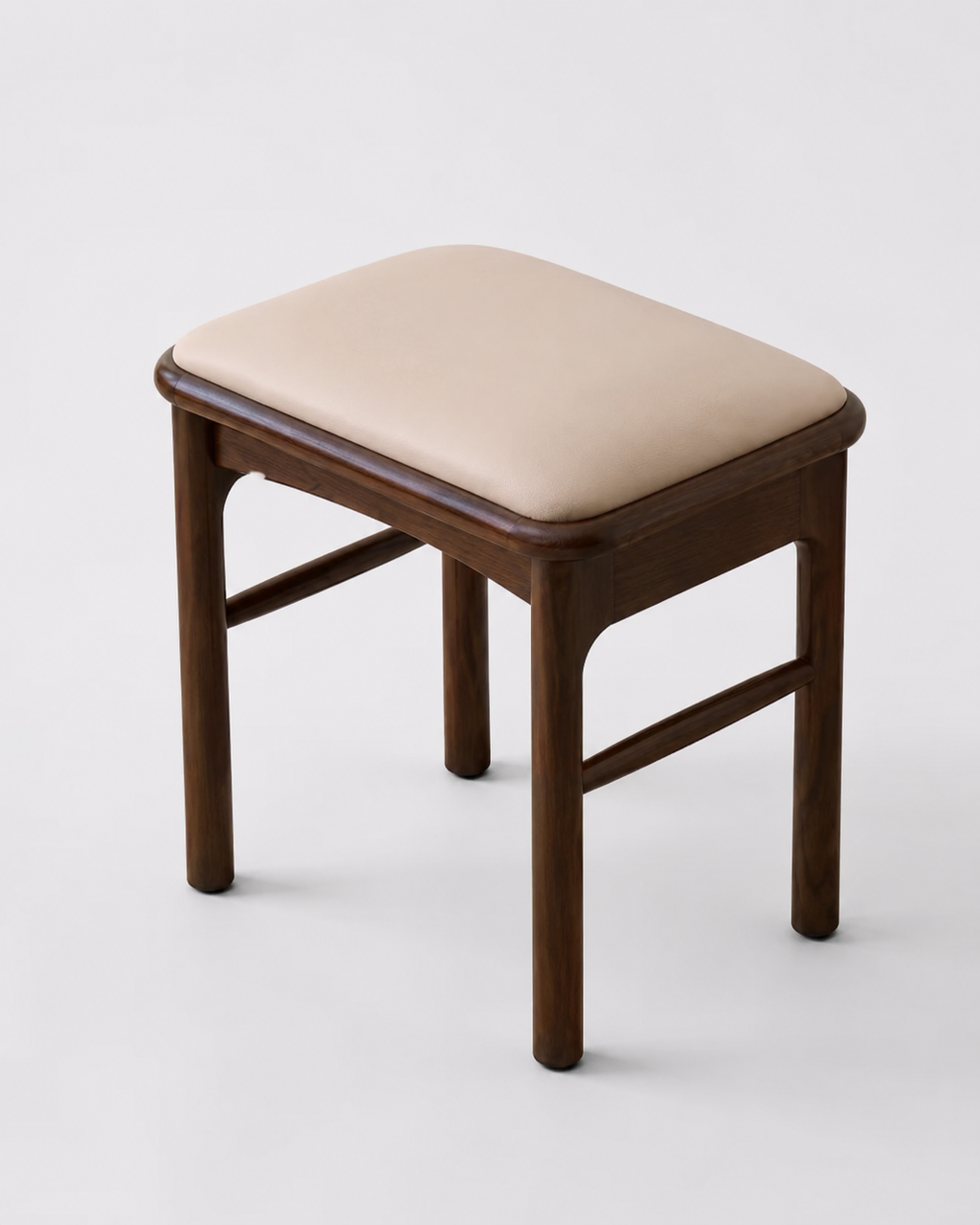 Cushioned Wooden Vanity Stool - Side