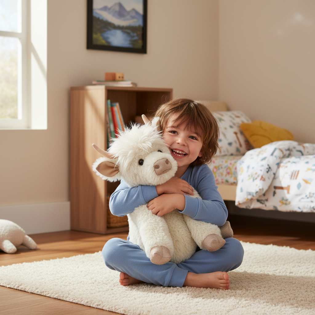 Soft Plush Highland Cow Toy Handmade Cuddly Plush Animal Kids