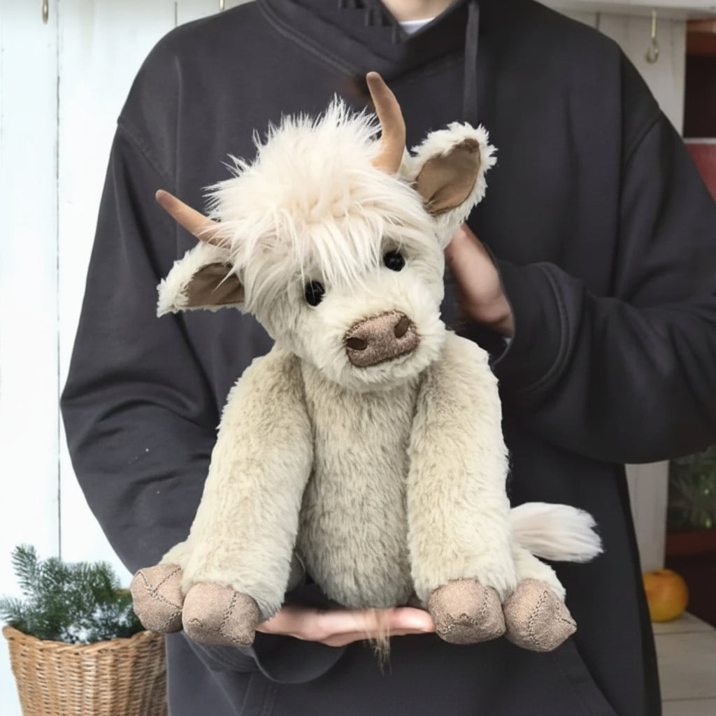 Soft Plush Highland Cow Toy Handmade Cuddly Plush Animal Kids