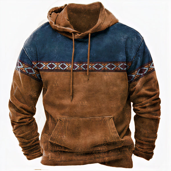 Men's Vintage Ethnic Pattern Hoodie - Stylish & Comfortable Casual Wear for Everyday Fashion