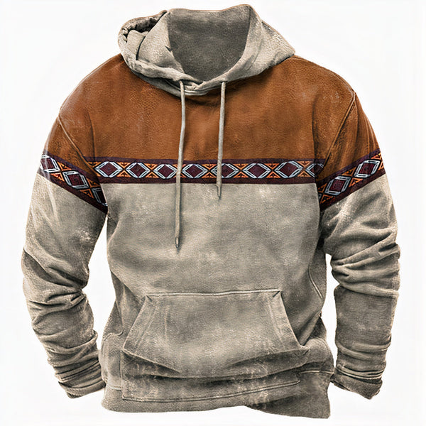 Men's Vintage Ethnic Pattern Hoodie - Stylish & Comfortable Casual Wear for Everyday Fashion