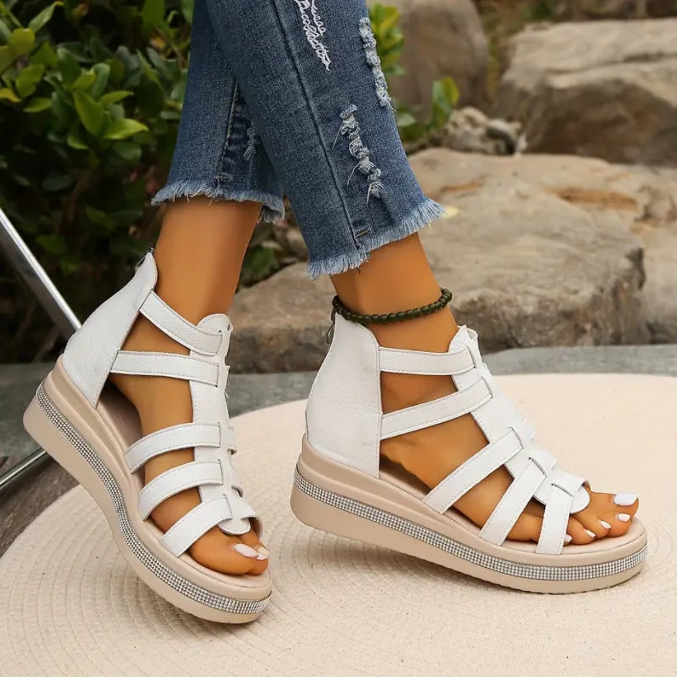 Women's Sandals Platform Wedge Open Toe Adjustable Strap Shoes